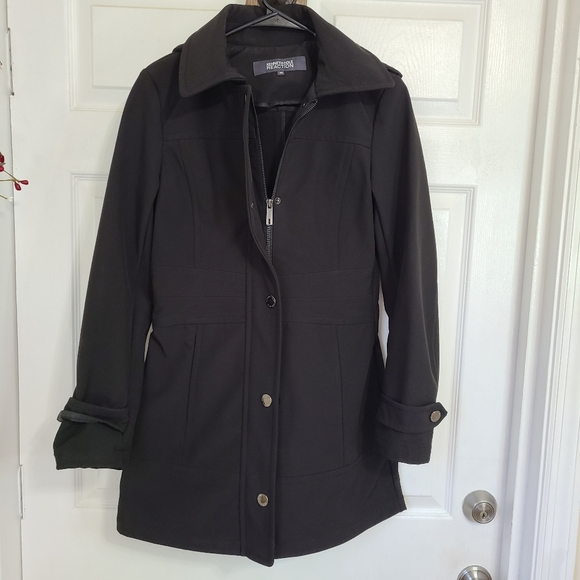 Kenneth Cole Reaction Woman's Hooded Coat, Size: XS Color: Black - Picture 13 of 16